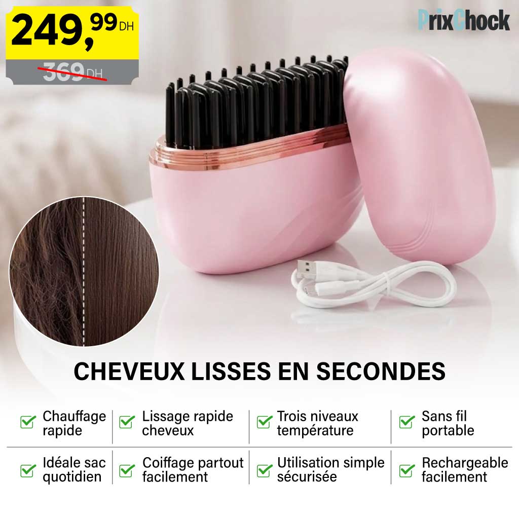 Brosse Lissante Chauffante Portable