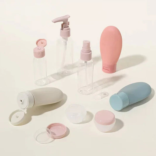 Ensemble de 11 flacons de voyage pour cosmétiques et articles de toilette